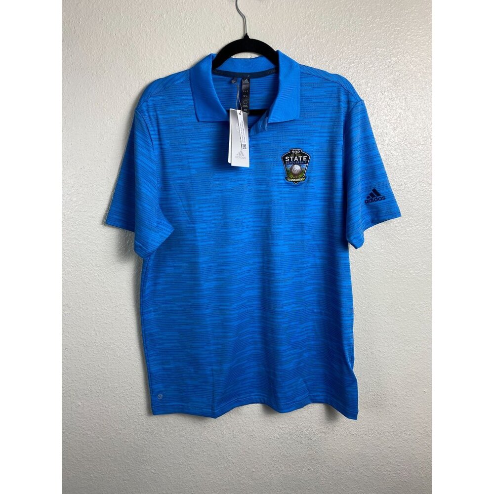 NEW Adidas Golf Polo Shirt Blue Top of the State Scholarship Tournament Medium